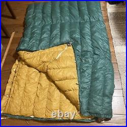 Vtg Eddie Bauer 70's Goose Down Premium Sleeping Bag Double Quilt Green Yellow