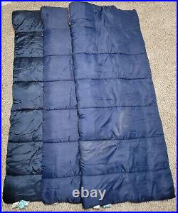 Vtg Hillary DuPont Hollofil 808 Sleeping Bag Blue Plaid Lot of 3 Made In Taiwan