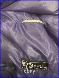 Vtg SNOW LION Goose Down Sleeping Bag Long dual Zipper Big Foot