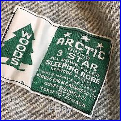 Vtg Woods Arctic 3 Star Down Sleeping Robe Bag Canvas & Wool Minty! 17+ Lbs