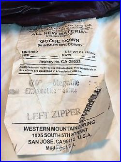 Western Mountaineering 30 degree Megalite Down Sleeping Bag 6' Left Zip