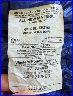 Western Mountaineering Ultralite, 6'0, Left Zip, Royal Blue, Goose Down