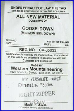 Western Mountaineering Versalite Sleeping Bag 10 Degree Down 6ft/Right /47154/