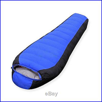 Winter -10 to -25 Degree Sleeping Bag Black+Blue Camping Outdoor Duck Down
