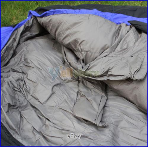 Winter -10 to -25 Degree Sleeping Bag Black+Blue Camping Outdoor Duck Down