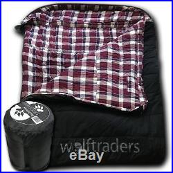 Wolftraders TwoWolves +0 2-Person Premium Canvas Sleeping Bag, Black/Purple