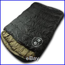 Wolftraders TwoWolves -30 2-Person Premium Comfort Sleeping Bag, Black/Tan