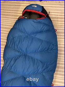 Women's The North Face Blue Igloo 20°F Sleeping Bag Goose Down Fill Long RH VGUC